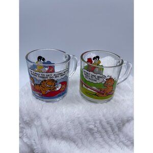 Vintage McDonalds 1978 Garfield by Jim Davis Glass Coffe Mug Set of Two